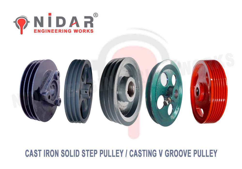 Nidar Engineering Cast Iron Solid Step Pulley - Casting V Groove Belt Pulley Manufacturers - Suppliers and Exporters - CF Brand Industries Rajkot Gujarat india